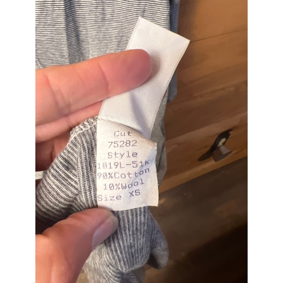 CP Shades XS‎ Striped Tunic Mini Dress Gray White Long Sleeve Casual Cotton Wool - Picture 5 of 7